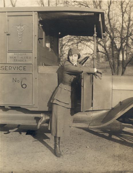 "For months Miss Storey has been driving a war ambulance in the streets of New York--a work no less valuable than handling one behind the Flanders lines. And when the influenza epidemic hit the metropolis, she deserted the steering-wheel with scores of other drivers to take the 'night nurse shift' in the crowded New York hospitals. . . .

Miss Storey has been steadily driving an ambulance for the National League for Women's Service. This doesn't mean chauffeuring a motor-car thru the metropolitan streets in a natty uniform. Far from it. Miss Storey, like the others, reports at nine o'clock in the morning and devotes the day to meeting incoming transports and liners at the docks and transporting the sick and wounded to hospitals thru the maddening congestion of Manhattan street traffic, to transporting men from place to place and to special emergency work."
Harrison Haskins, "A Star Who Really Did Her Bit" in June 1919 "Motion Picture Classic."