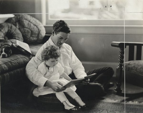 Silent film actor Cullen Landis with his three-year-old daughter.