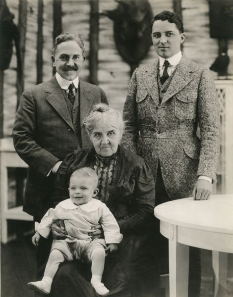 Original caption: "Four Generations of Washburns. Bryant Washburn, Essanay star, photographed with his grandmother, his father and his son. All 'Bryant Washburns.'"