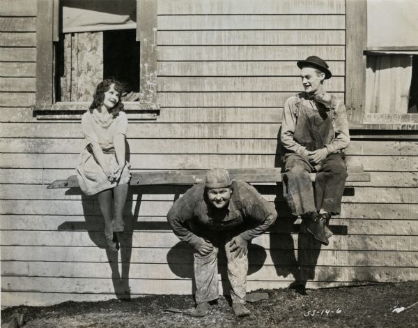 Al St. John (at right) and two other actors in a publicity still for "The Alarm," a William Fox production from 1922.