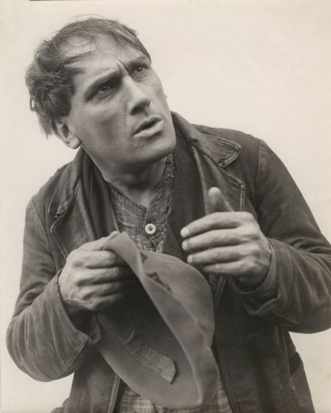 George Beban is in character as Pietro Massena, the Italian ditch digger in "The Alien." Beban wrote and acted in the stage version which was titled "The Sign of the Rose."