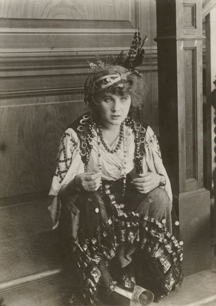 Silent film actress Florence Lawrence in costume as a gypsy.