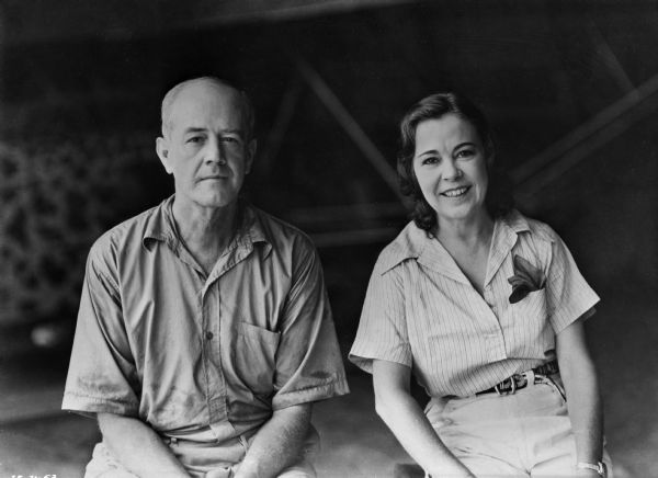 Martin Johnson and Osa Johnson at Camp Abai, Borneo, in 1935 or 1936.
