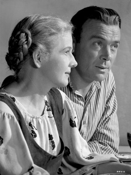 Actors Ann Harding and Dean Jagger pose as Sophia and Rodion Pavlov in a publicity still for "The North Star."