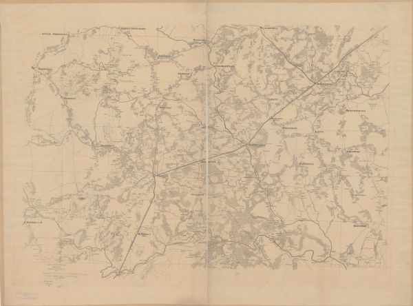 This map shows roads, railroads, settlements, farms with owners' names, vegetation, streams, and fords in Culpeper County region during the Civil War. A manuscript note reads: "Seat of war in Culpeper and adjacent counties."