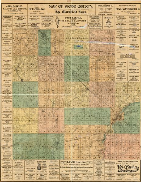 Map Of Wood County Wis Map Or Atlas Wisconsin Historical Society