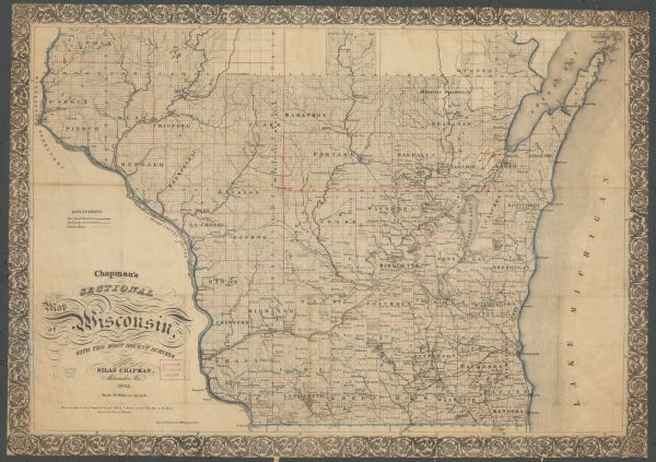 This Wisconsin map depicts counties, creeks, rivers, lakes, railroads completed, railroads in progress, common roads and the Menomonee Reservation.