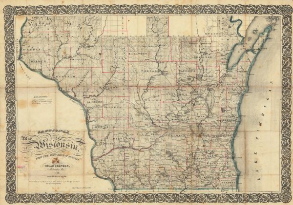 This map depicts counties, creeks, rivers, lakes, railroads completed, railroads in progress, common roads and the Menomonee Reservation.