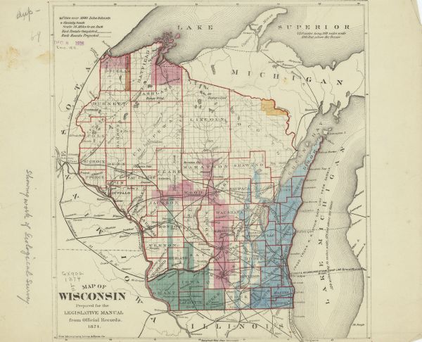 This map shows lands in the vicinity of the railway route between St. Paul and Chicago, extending from Valley Junction (labelled Wisconsin Valley Junction on the map) in Monroe County in the southeast through Hudson in Saint Croix County and on to Saint Paul. Included are lands in the counties of Polk, Saint Croix, Pierce, Dunn, Pepin, Buffalo, Chippewa, Eau Claire, Trempealeau, Clark, Jackson, La Crosse, and Monroe.
