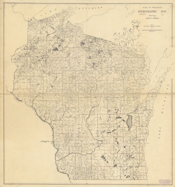 This Wisconsin Public Service Commission map shows the lakes and streams of Wisconsin.
