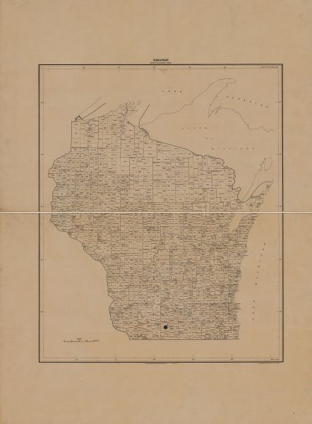 Wisconsin counties, towns, cities, and selected villages, as well as the Menominee Indian Reservation are identified on this U.S. Bureau of the Census map from 1941.
