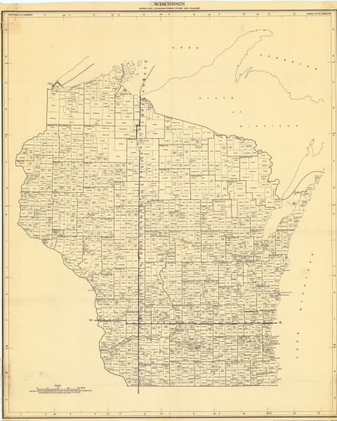 This map shows counties, towns, cities, and selected villages, as well as the Menominee Indian Reservation are identified on this U.S. Post Office. Circles indicate unincorporated places having less than 2,500 inhabitants and unincorporated place names are shown in italics.