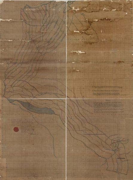 This manuscript map shows the limits of the land grants made to railroads in northwestern Wisconsin along the corridor between Portage and Hudson, along the corridor between Hudson and Ashland, and along the corridor between Superior and Ashland. The map was certified in 1875 by the commissioner of the General Land Office, S.S. Burdett. A statement about the withdrawals of land for sale between 1856 and 1866 is included.