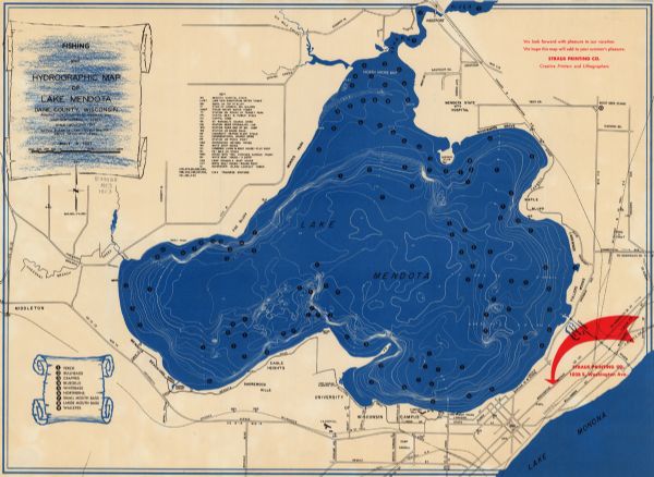 Fishing And Hydrographic Map Of Lake Mendota Dane County Wisconsin   1125000956 L 