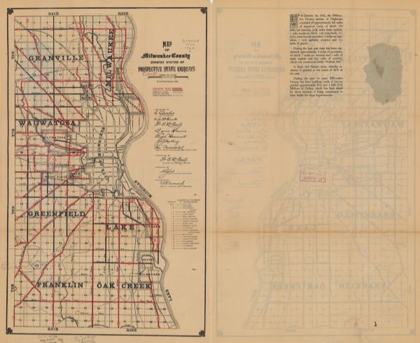 Map of the Prospective State Highway System for Milwaukee County | Map ...