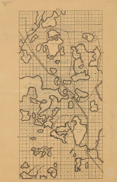 This early 1920s map shows state-owned land in townships 38 and 39, range 7 east, the towns of Lake Tomahawk and Woodruff, in Oneida County, Wisconsin, that later became part of the Northern Highland-American Legion State Forest.

