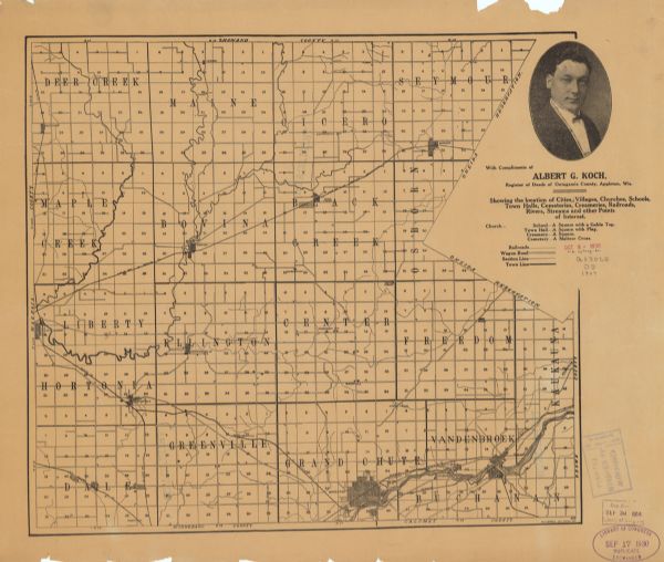 Showing The Location Of Cities, Villages, Churches, Schools, Town Halls 