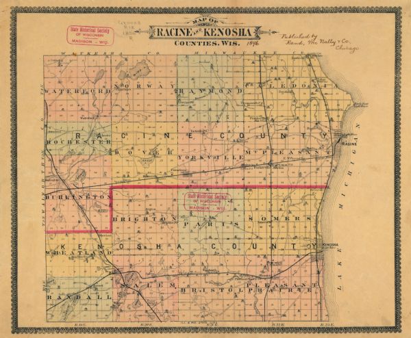 Map Of Racine And Kenosha Counties Wisconsin Map Or Atlas Wisconsin Historical Society 4374