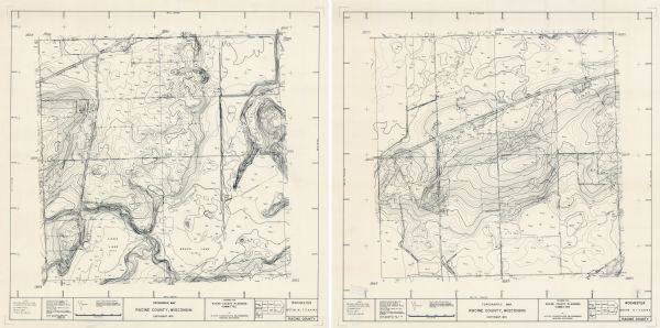 These topographical maps illustrate sections 16 and 17 in the Town of Rochester, Racine County, Wisconsin, as of the summer of 1974.