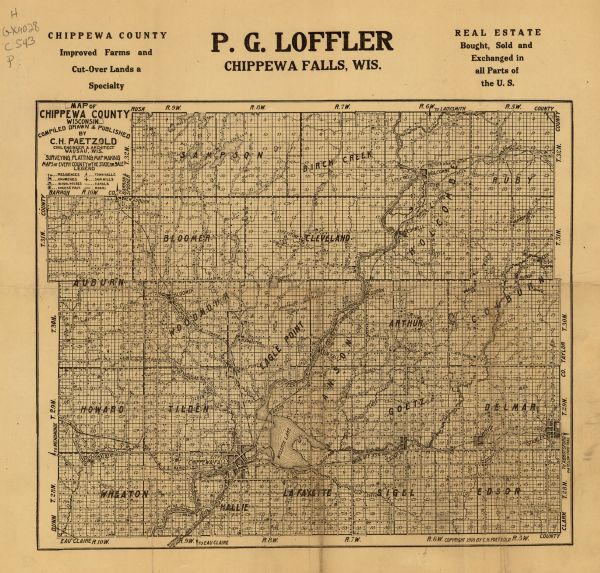 Map of Chippewa County, Wisconsin Map or Atlas Wisconsin Historical
