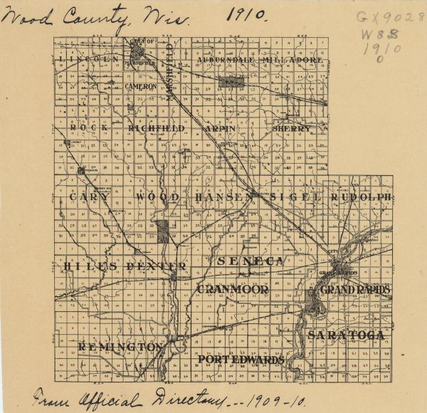 Wood County, Wisconsin Map or Atlas Wisconsin Historical Society