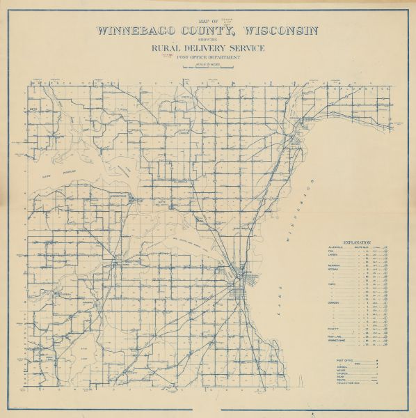 Map Of Winnebago County Wisconsin Showing Rural Delivery Service Map Or Atlas Wisconsin 8972