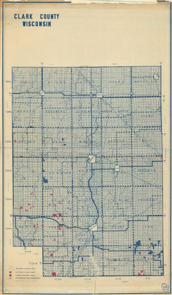 Blue line copy on paper with manuscript additions in color. Shows boundaries of zoned areas, Wisconsin historical lands in zoned areas, county lands outside zoned areas, and Wisconsin historical land outside zoned areas. "U.W. Dec. 1933"--Lower right margin.