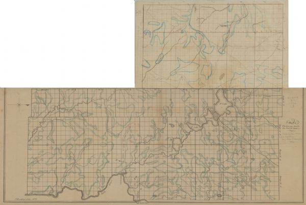 Map shows rivers, creeks, roads, trails, mills, and town of Madison. Includes significant manuscript annotations; Sheet 1 is watercolor on lithographed map of area, Sheet 2 is part watercolor on printed map and part ink, pencil, and watercolor on paper. "The colouring denotes the prairie land"--Sheet 1.