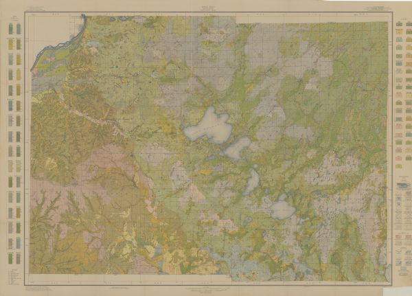 Shows soil types by colors and symbols. Relief shown by contours. Soils surveyed by W.J. Geib, Arthur E. Taylor and Guy Conrey. "Base map in part from U.S. Geological Survey sheets."  "Field operations Bureau of Soils 1913." In charge of Soil Survey, Curtis F. Marbut and A.R. Whitson.