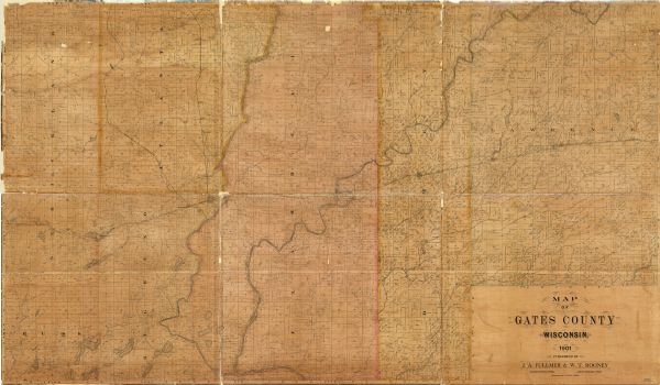 Shows townships and sections, landownership and acreages, and rural buildings in what is now known as Rusk County.