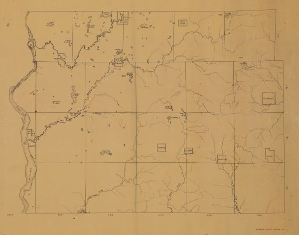 This 1939 map of Saint Croix County, Wisconsin, shows the township and range grid, cities and villages, and lakes and streams.