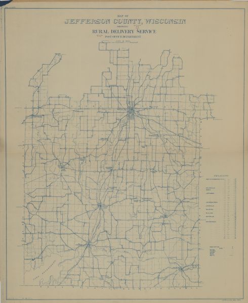 Map shows in blue roads, railroads, post offices, schools, houses, churches, and routes. The map includes a chart of "Explanation" that acts as a legend. The upper left margin reads: "Price 35 cents" and the left margin reads: "May 7, 1911".