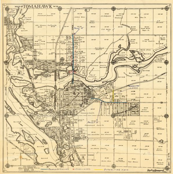 Map of Tomahawk Wisconsin | Map or Atlas | Wisconsin Historical Society