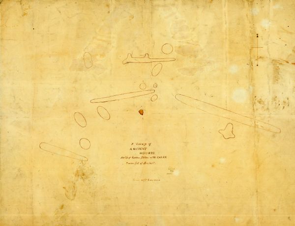 This map on two sheets shows a group of ancient mounds near the southeast corner of the city of Beloit and a group of ancient mounds north of Rockton Station on the R&M Rail Road 3 miles southeast of Beloit. The maps are hand drawn.