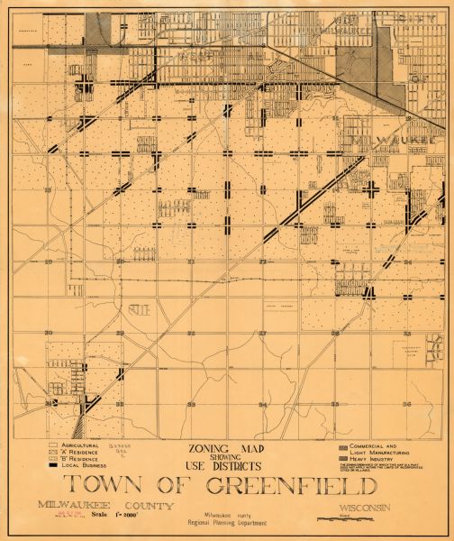 West Allis Zoning Map Zoning Map Showing Use Districts, Town Of Greenfield, Milwaukee County,  Wisconsin | Map Or Atlas | Wisconsin Historical Society