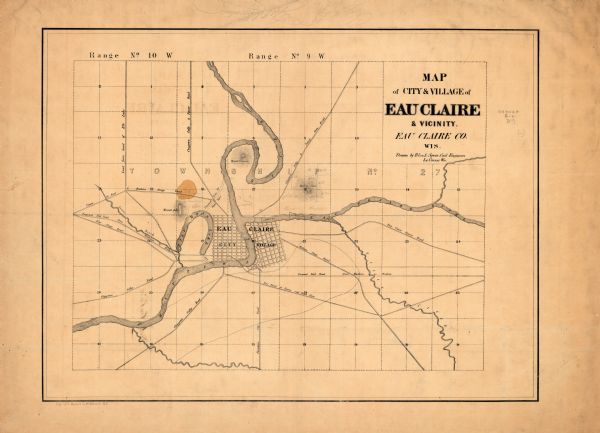 This map has relief shown by hachures and shows roads, railroads, proposed railroads, creeks, Half Moon Lake, Mount Adin, Mount Tom, Mount Sumeon, and parts of Chippewa River and Eau Claire River.