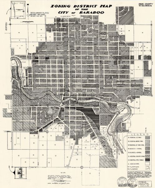 Zoning District Map Of The City Of Baraboo Map Or Atlas Wisconsin Historical Society 4631