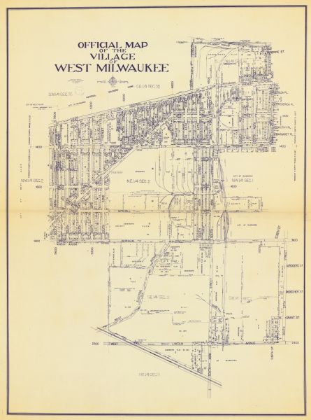 This blue line print shows lot and block numbers and dimensions, additions, railroads, streets, and parks.