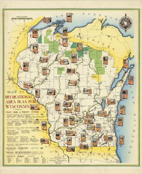 Recreational Area Plan For Wisconsin Map Or Atlas Wisconsin