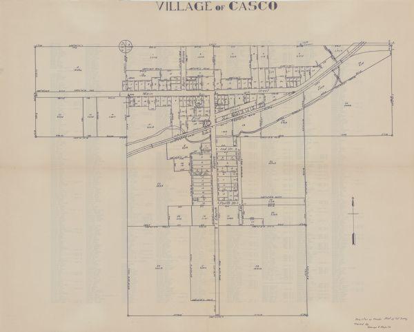 This is map 2 from a set of 4 taken from an atlas. The map shows streets, railroad tracks, and plots. The back of the map includes an index of residents of Casco, Lincoln, Luxemburg, West Kewaunee, and Montpelier.