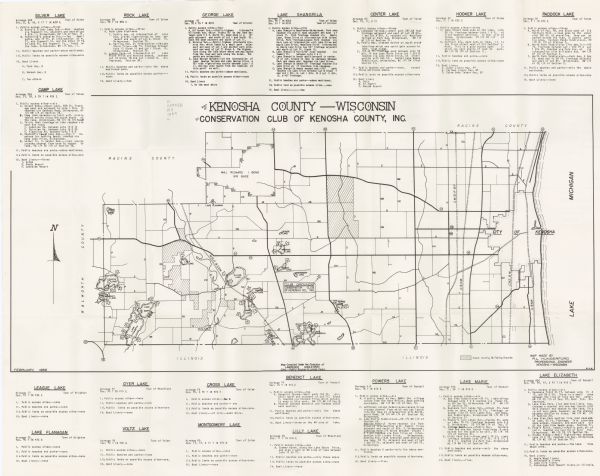 This map shows public access sites, public beaches and parks, other public shorelines, boat liveries, public hunting and fishing grounds, railroads, roads, and boundaries of Maj. Richard I. Bong Air Base. The margins include an index of lakes.