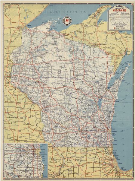 Wisconsin And Upper Michigan Road Map Map Or Atlas Wisconsin Historical Society 2309