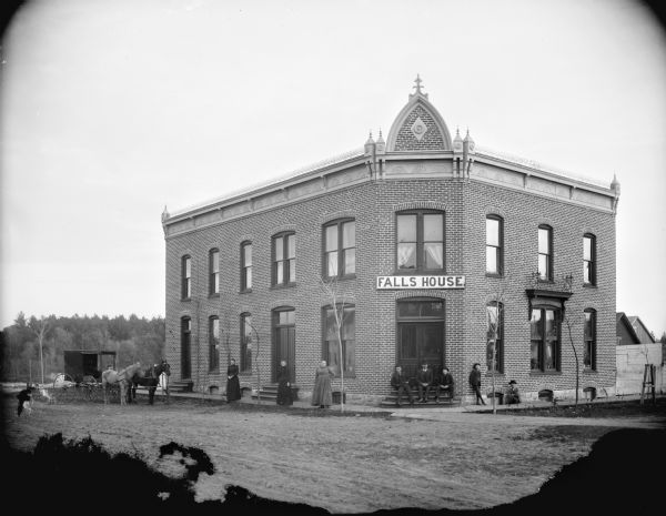 Falls House, a little one-dollar-a-day hotel near the banks of the Black River at the corner of First and Fillmore Streets, built by Susan Gebhardt in 1886.