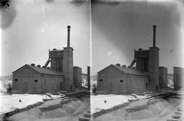 Outdoor stereograph view of the York Iron Mine.
