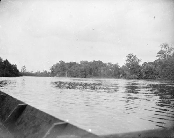 View of a River Behind a Dam | Photograph | Wisconsin Historical Society