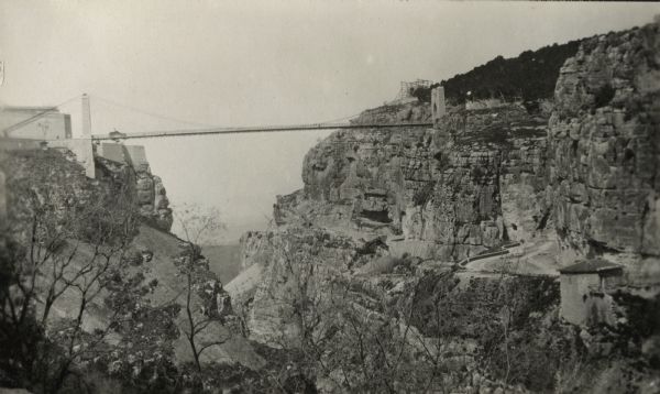 High suspension bridge over gorge at Constantine in north eastern Algeria.