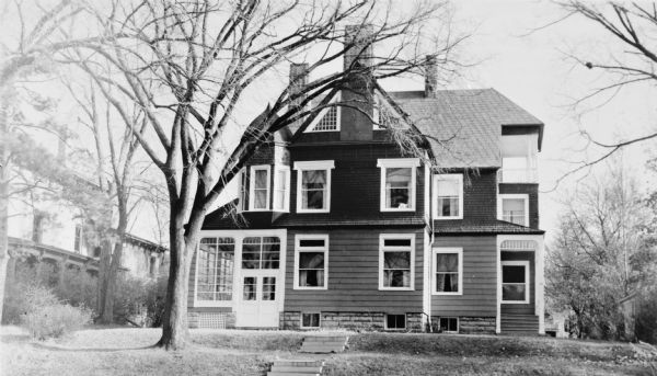 View from street of exterior of Pond House.