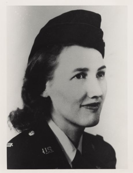Head and shoulders portrait of Ellen G. Ainsworth, published in the <i>Milwaukee Sentinel</i>. She was an Army nurse killed in action on February 16th, 1944, at Anzio, Italy. She was the only Wisconsin military woman killed by hostile fire in a war in the 20th century and possibly earlier. She remained the only Wisconsin woman killed by hostile fire until 1991.

 
