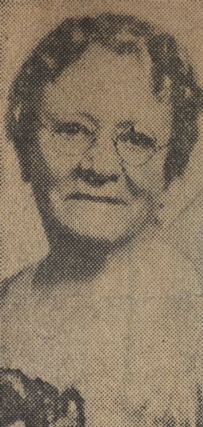 Mrs. Upham obituary portrait. Some text from obituary, "Mrs. Upham Is Dead at 75. Widow of Attorney Was Leader in Club and Education Work."