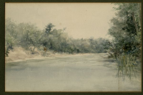 Watercolor painting of the Yahara River, somewhere between Lake Monona and Lake Mendota.